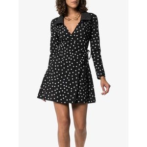Solid & Striped Black Polka Dot Wrap Mini Dress